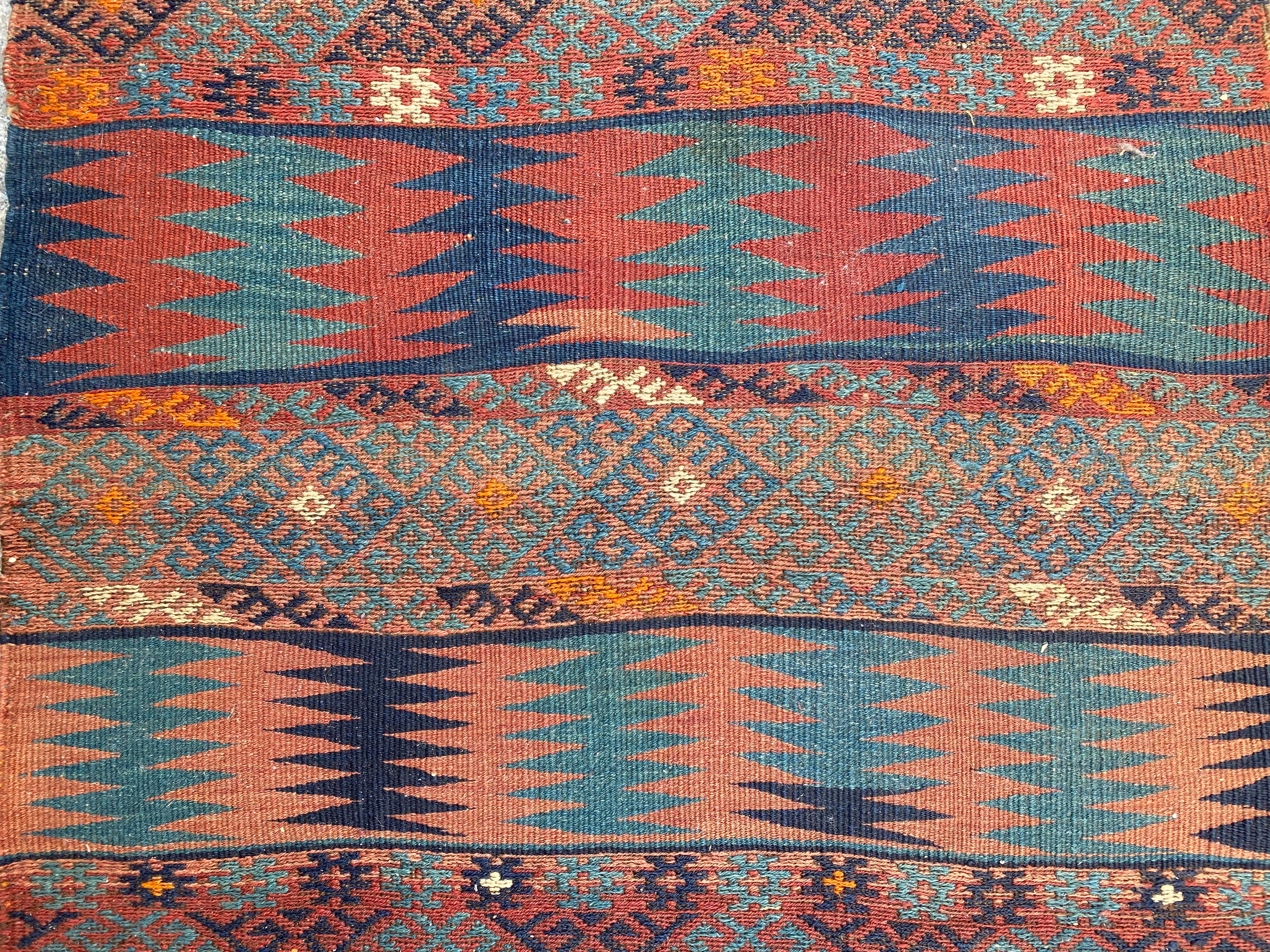 Hand-Woven Beautiful Vintage Long Turkish Kilim