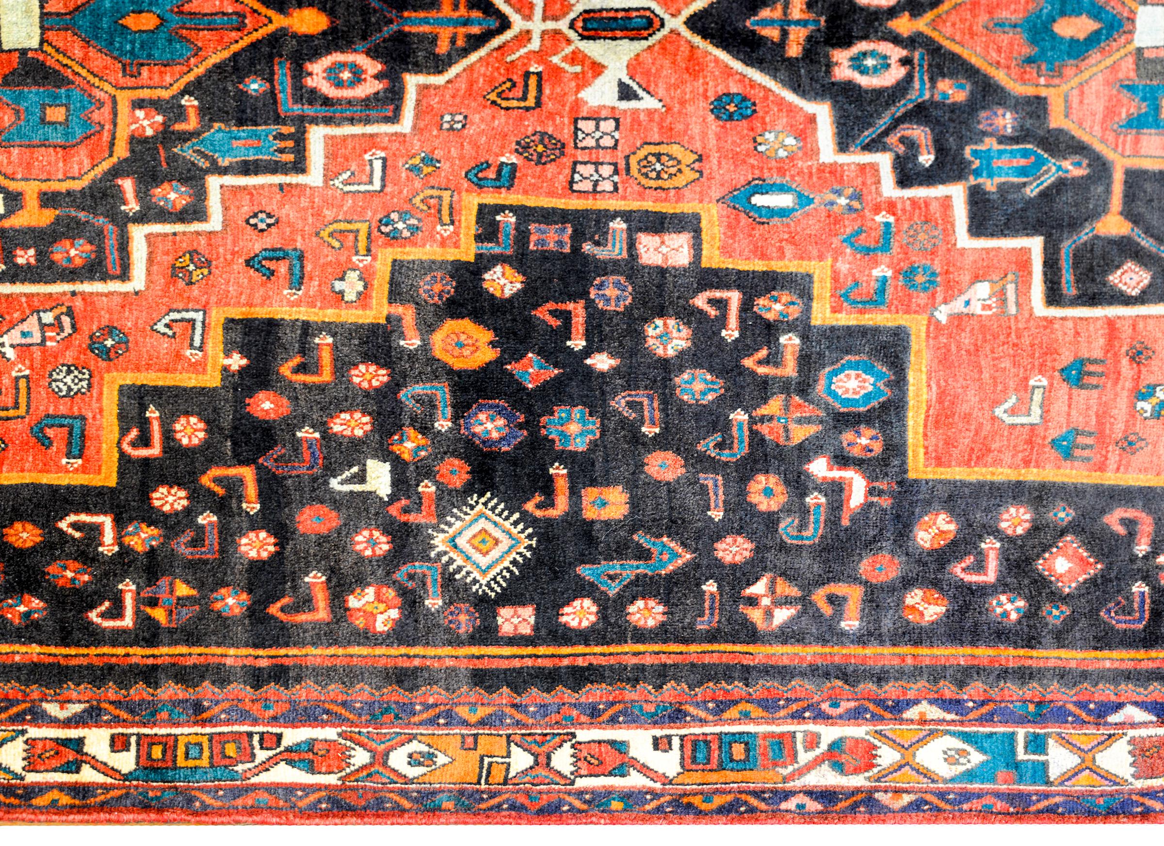 Late 20th Century Beautiful Vintage Mazleghan Rug For Sale