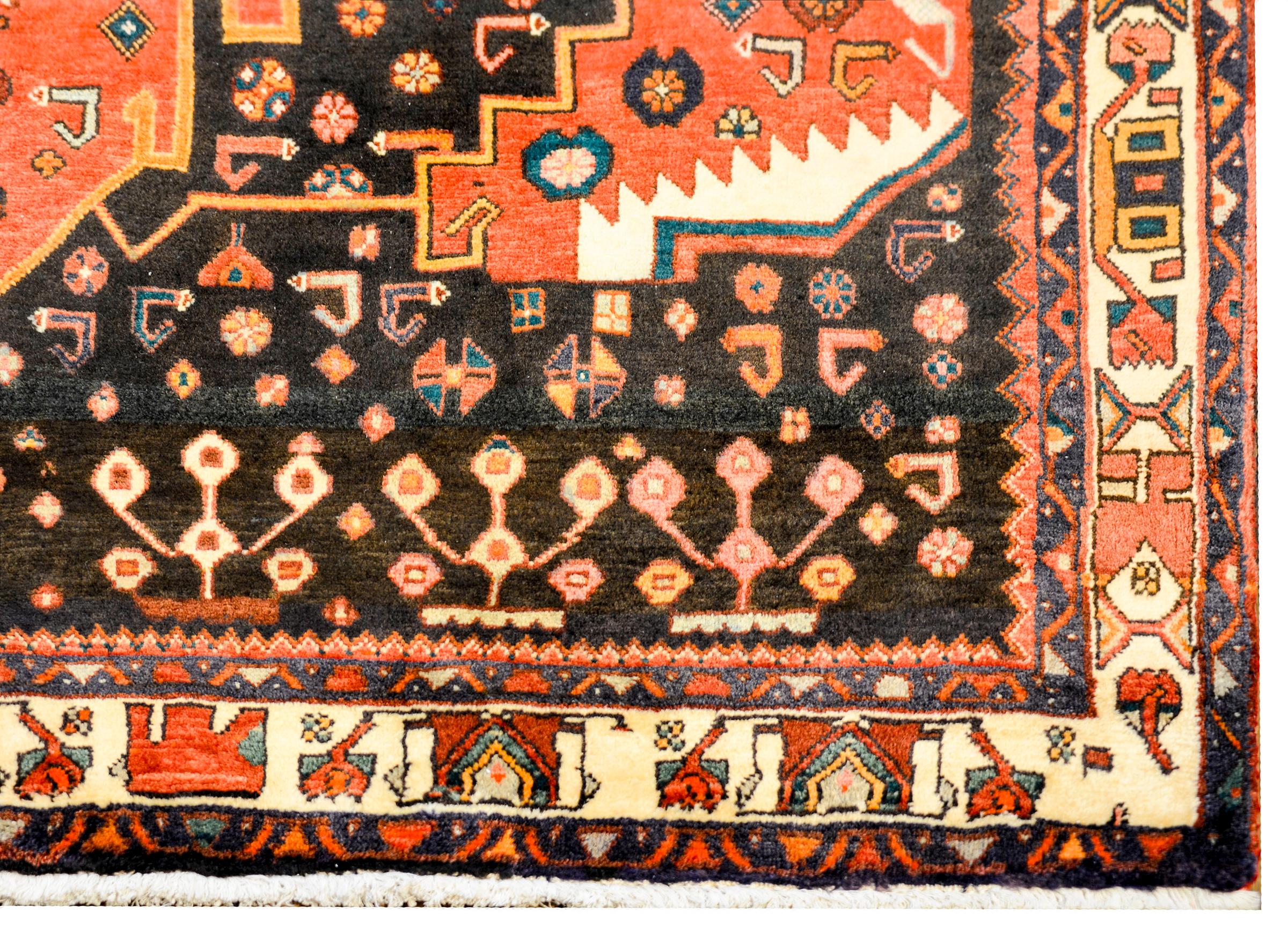 Wool Beautiful Vintage Mazleghan Rug For Sale