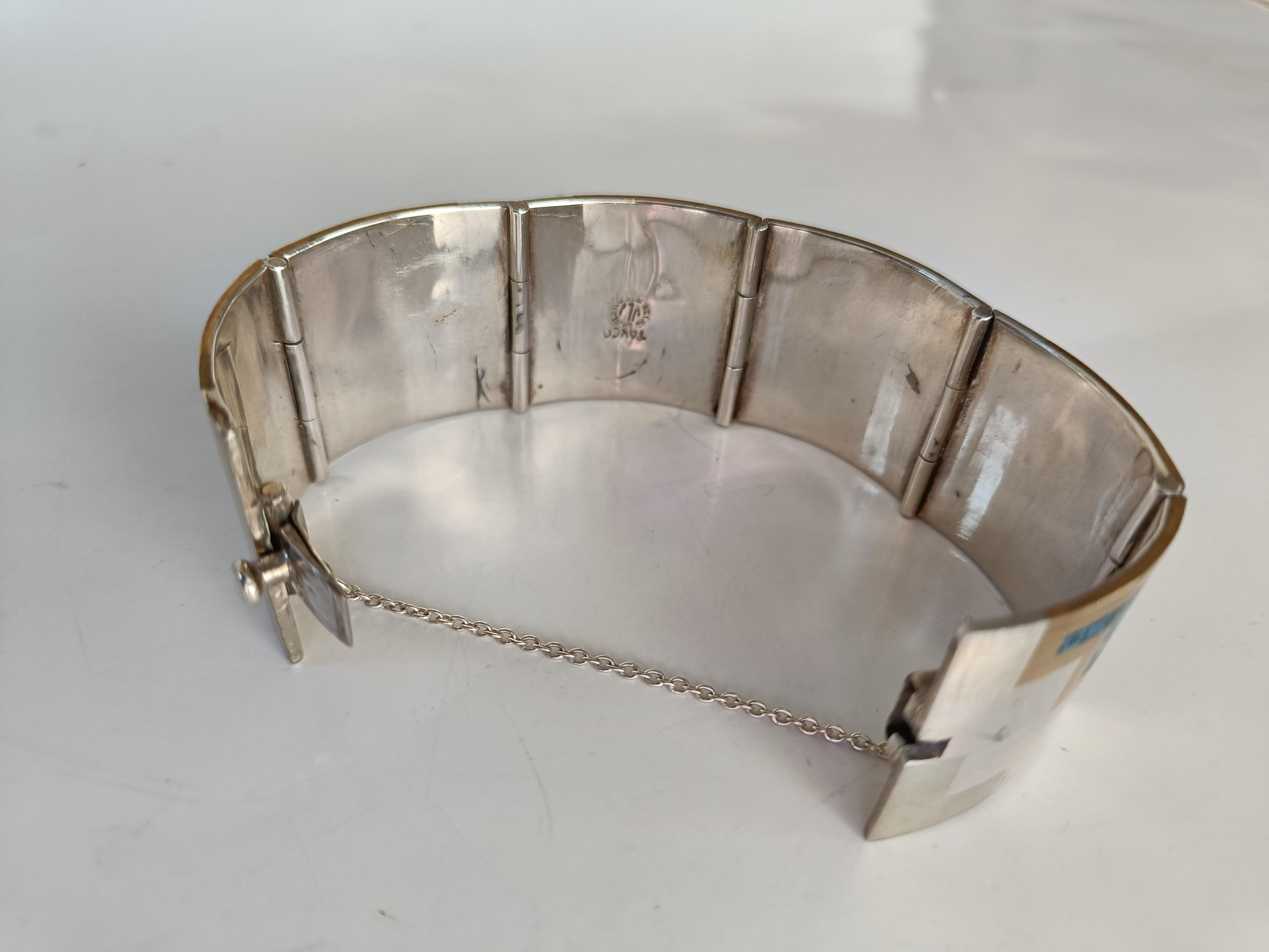 Mid-20th Century Beautiful Vintage Mexican Taxco Silver Modernist Bracelet For Sale