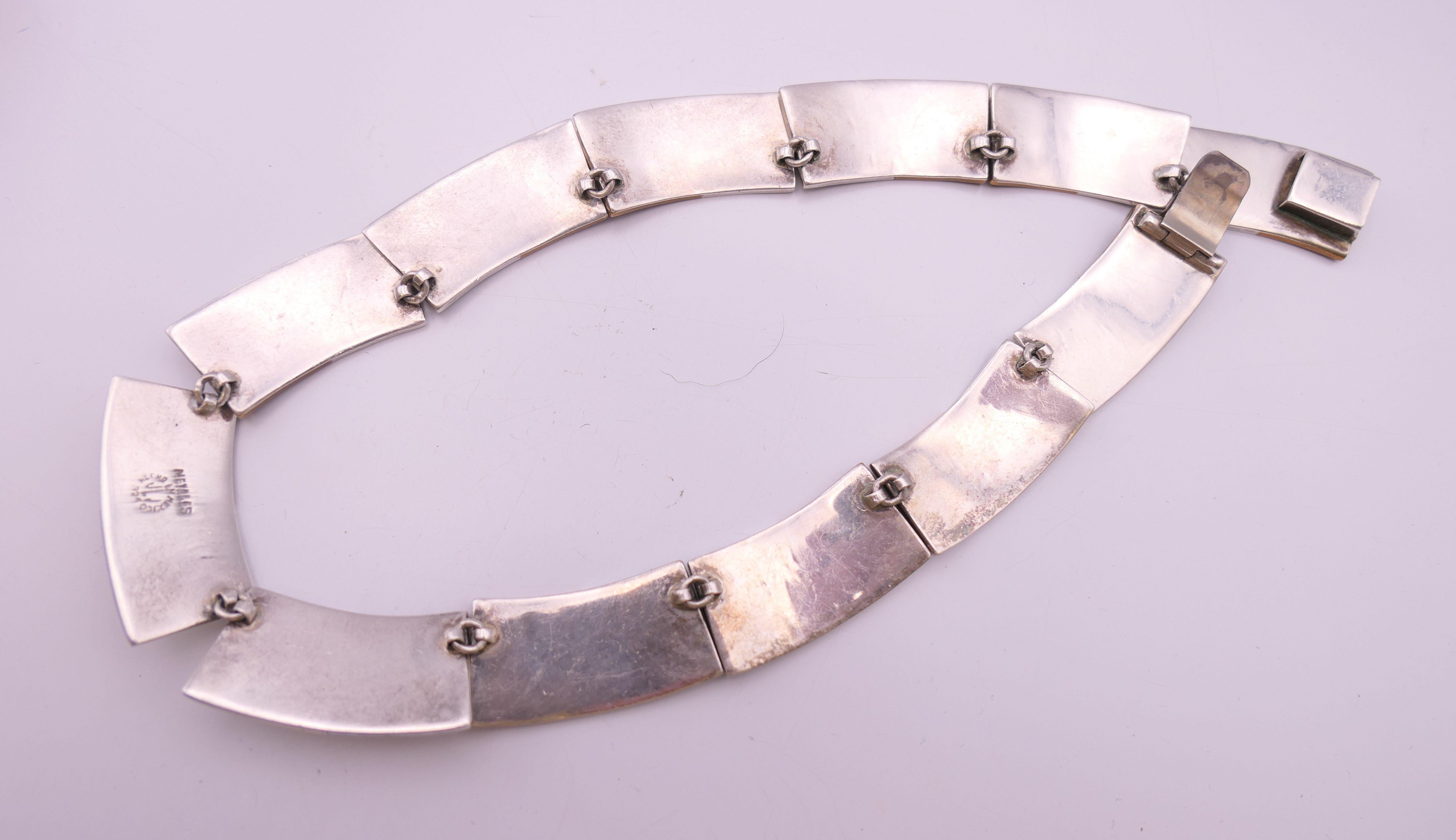 Beautiful Vintage Mexican Taxco Silver Modernist Necklace  In Good Condition For Sale In London, GB