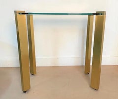 Beautiful Vintage Mid-Century Modern Brass Glass Top Inset Console Serving Table