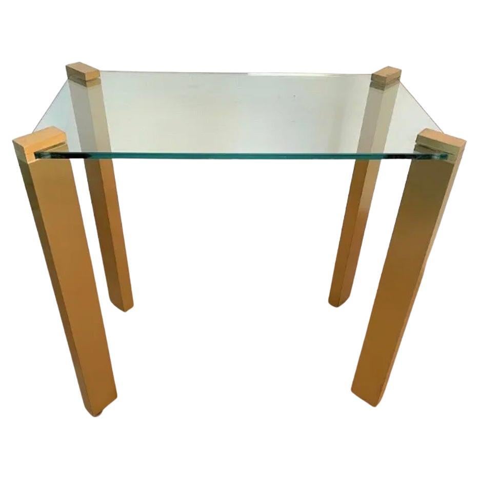 Beautiful Vintage Mid-Century Modern Brass Glass Top Inset Console Serving Table
