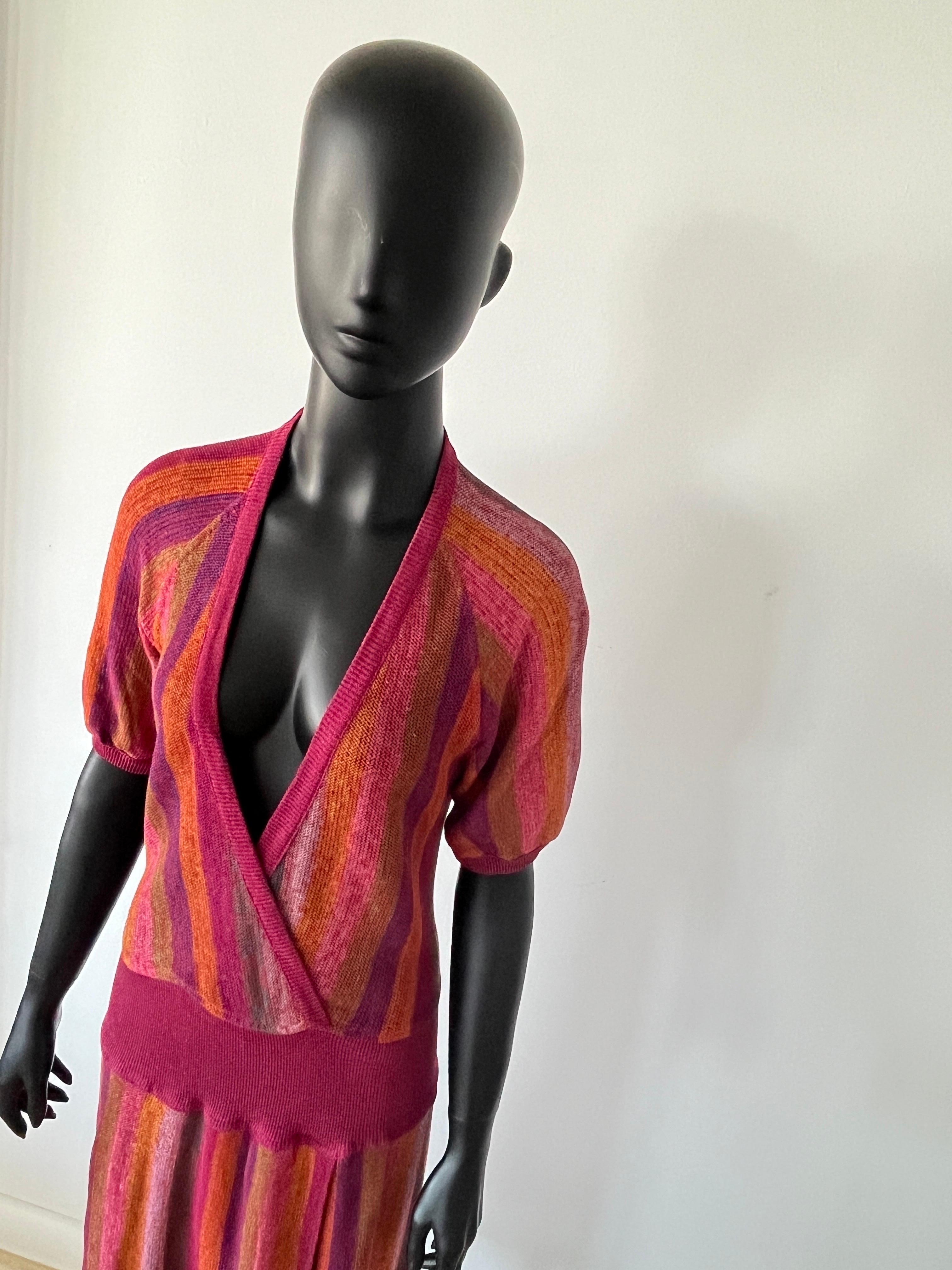 Precioso Vestido Vintage MISSONI a rayas Marrón en venta