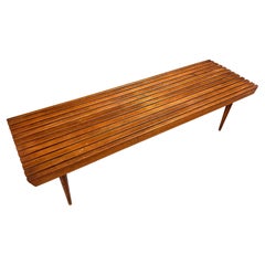 Beautiful Vintage Modern Walnut Slat Bench