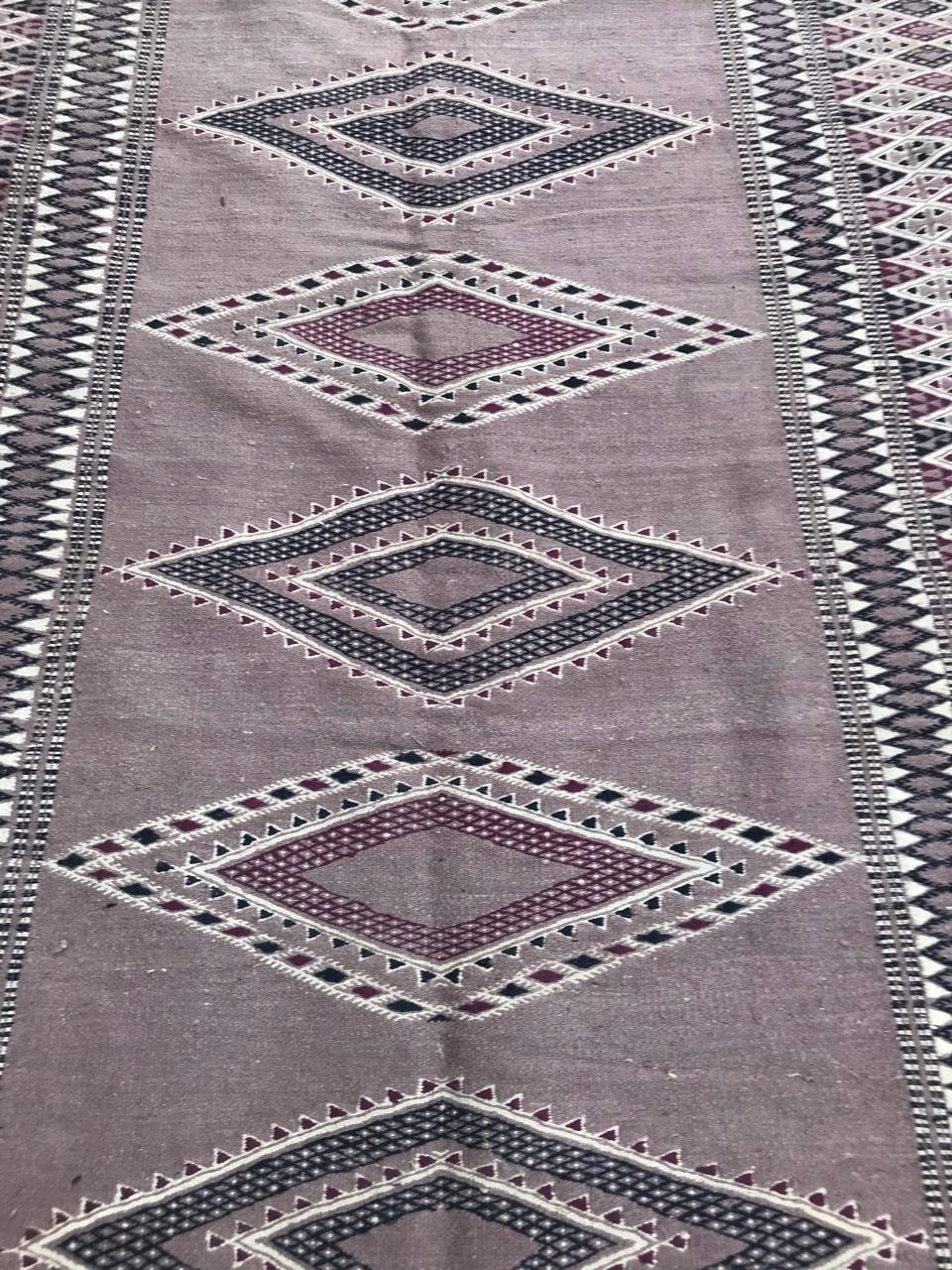 Hand-Woven Beautiful Vintage Moroccan Flat Rug For Sale