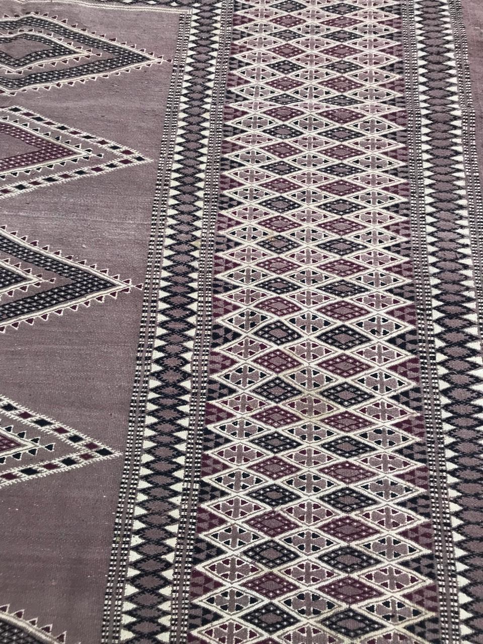 Wool Beautiful Vintage Moroccan Flat Rug For Sale