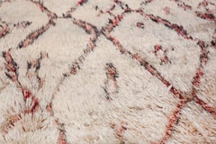 Nazmiyal Collection Vintage Ivory and Red Moroccan Rug. 6 ft 2 in x 10 ft 5 in