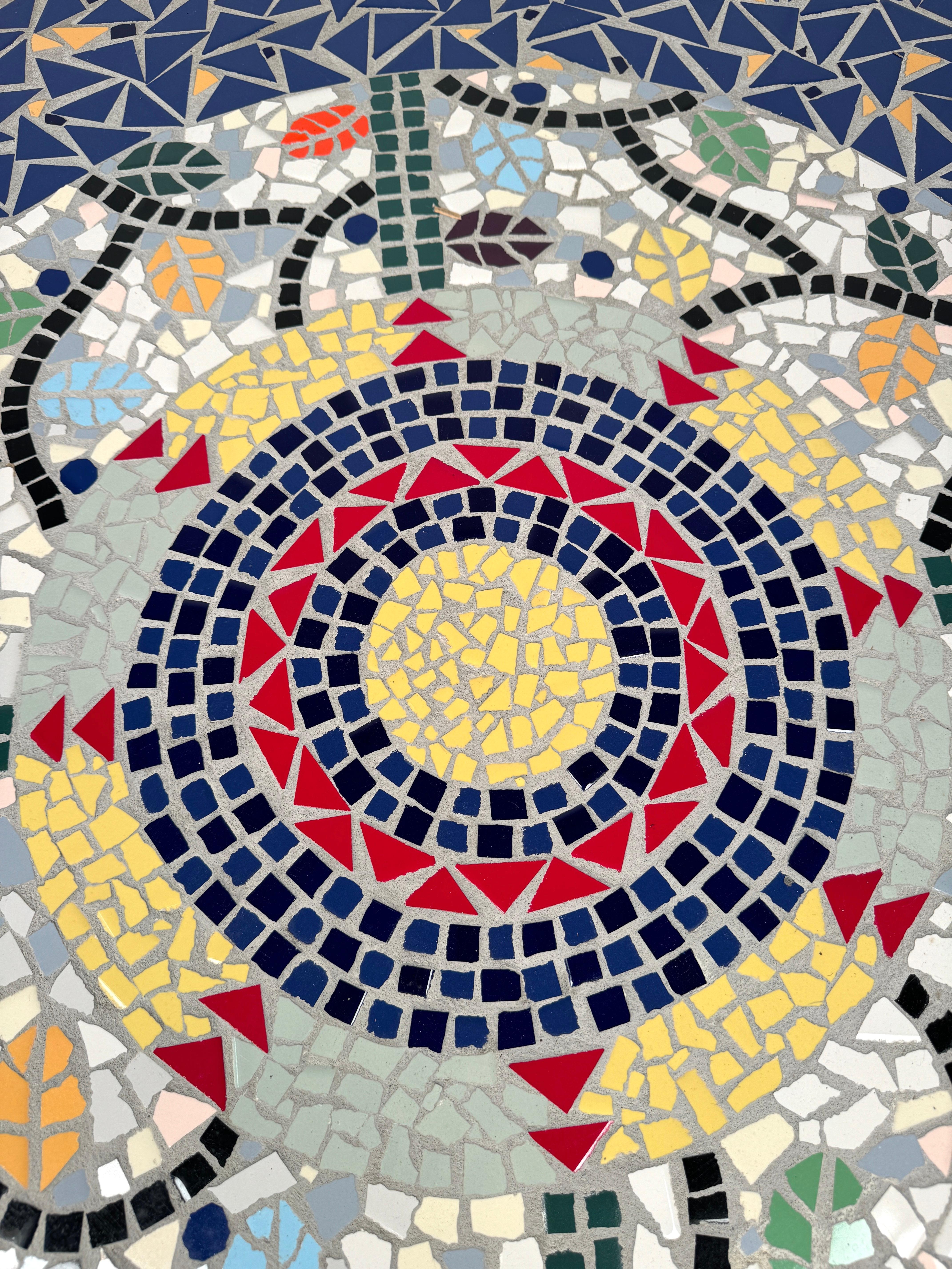 Bois Magnifique table basse vintage à carreaux de mosaïque  par Baker Furniture en vente