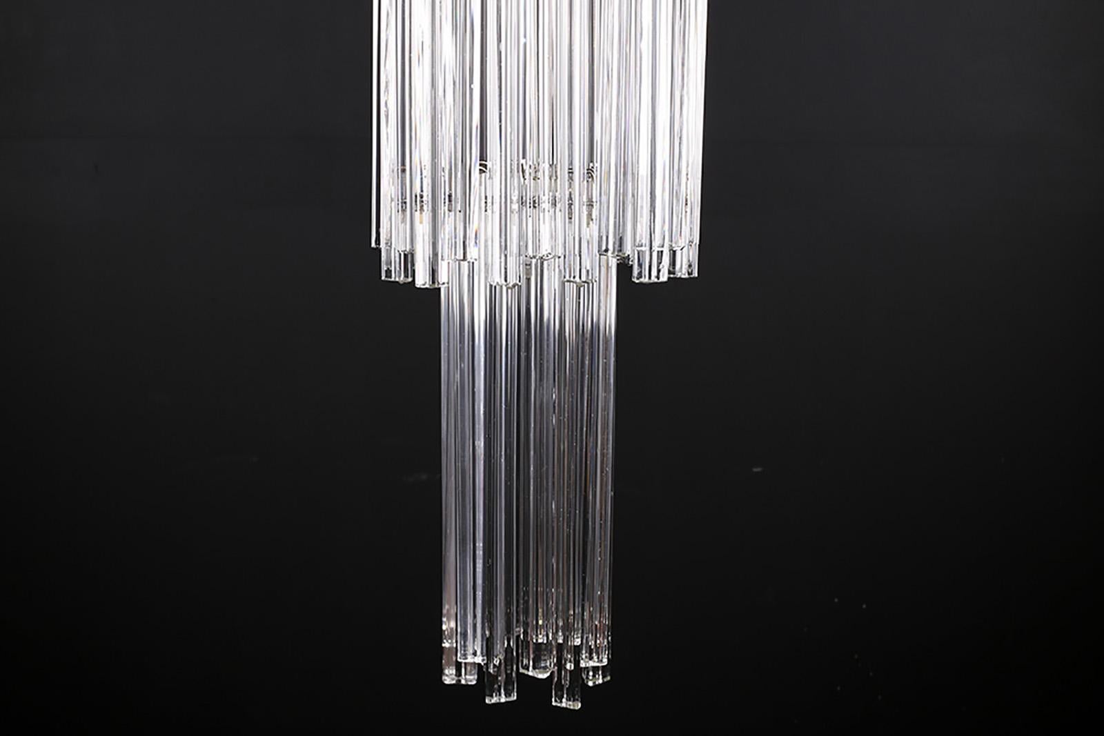 Beautiful Vintage Murano Clear Glass Venini Chandelier In Good Condition For Sale In London, GB