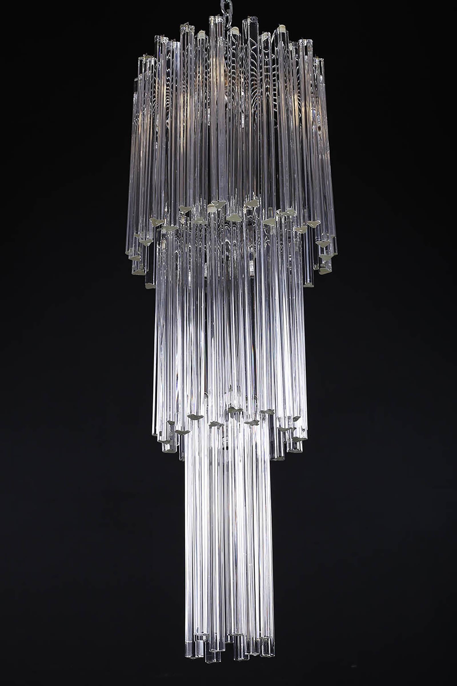 Beautiful Vintage Murano Clear Glass Venini Chandelier For Sale 2