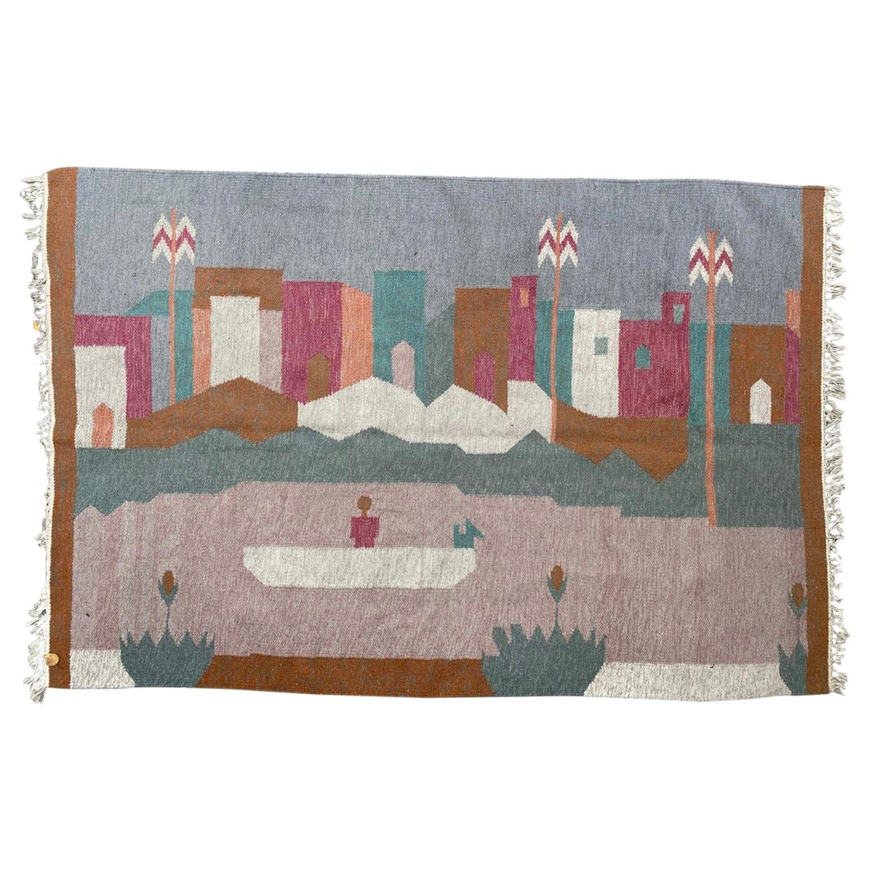 Bobyrug's Beautiful Vintage Native Design Egyptian Tapestry (Tapisserie égyptienne vintage au design autochtone)