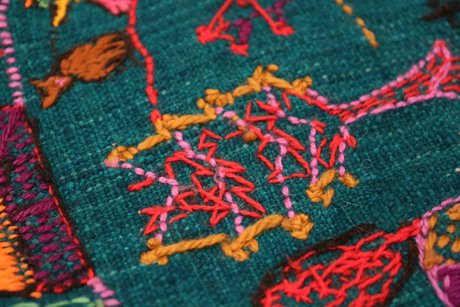 Beautiful Vintage Needlepoint / Colombian Arpillera Embroidery 2'1