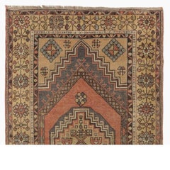 3.7x5.8 Ft Schöner Vintage Orientteppich Handgefertigter Wollteppich mit Tribal Style