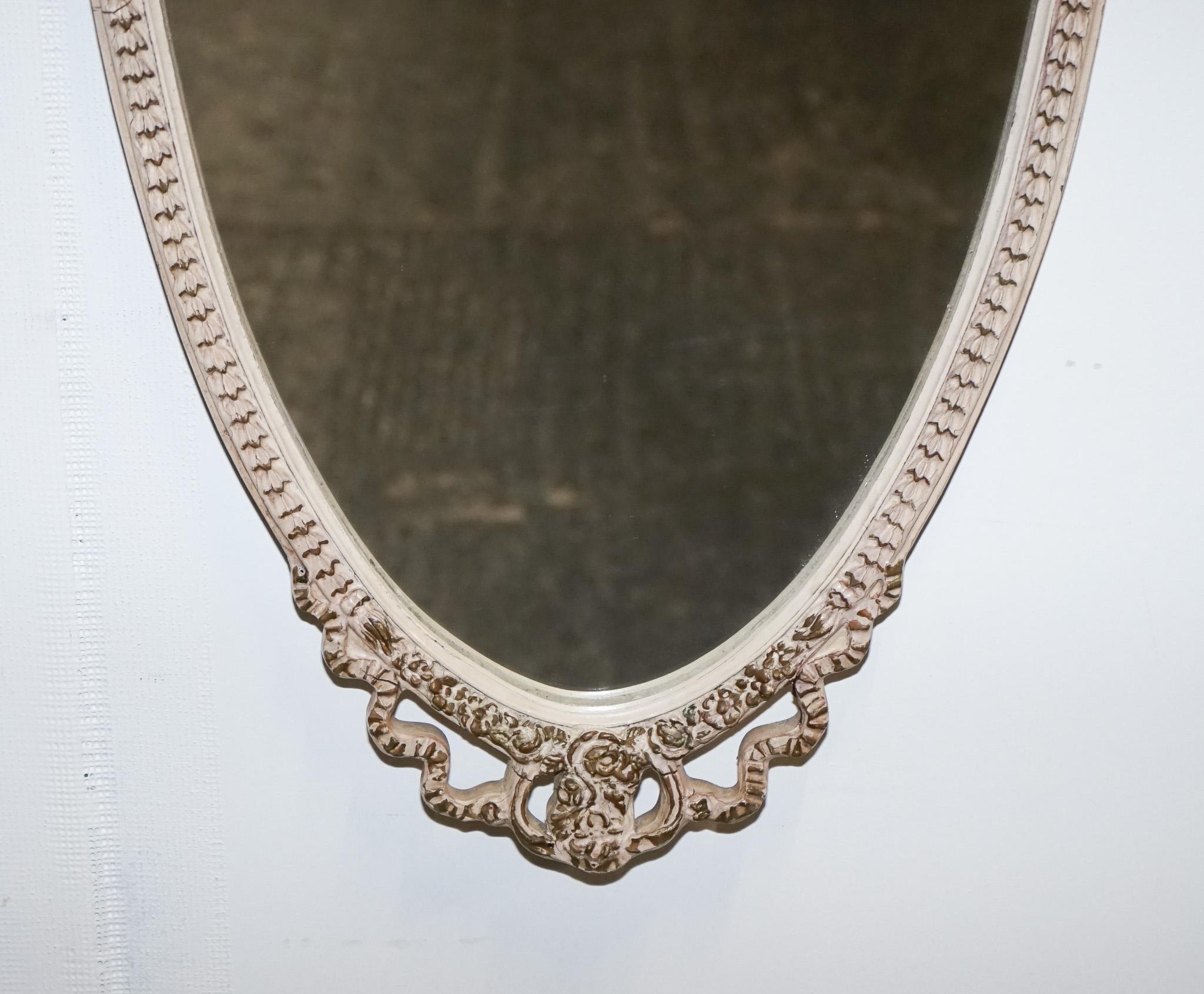 SCHÖNER VINTAGE OVAL-LANGWANDSCHNITZER FRANZÖSISCHER MÖRROR (Britisch) im Angebot