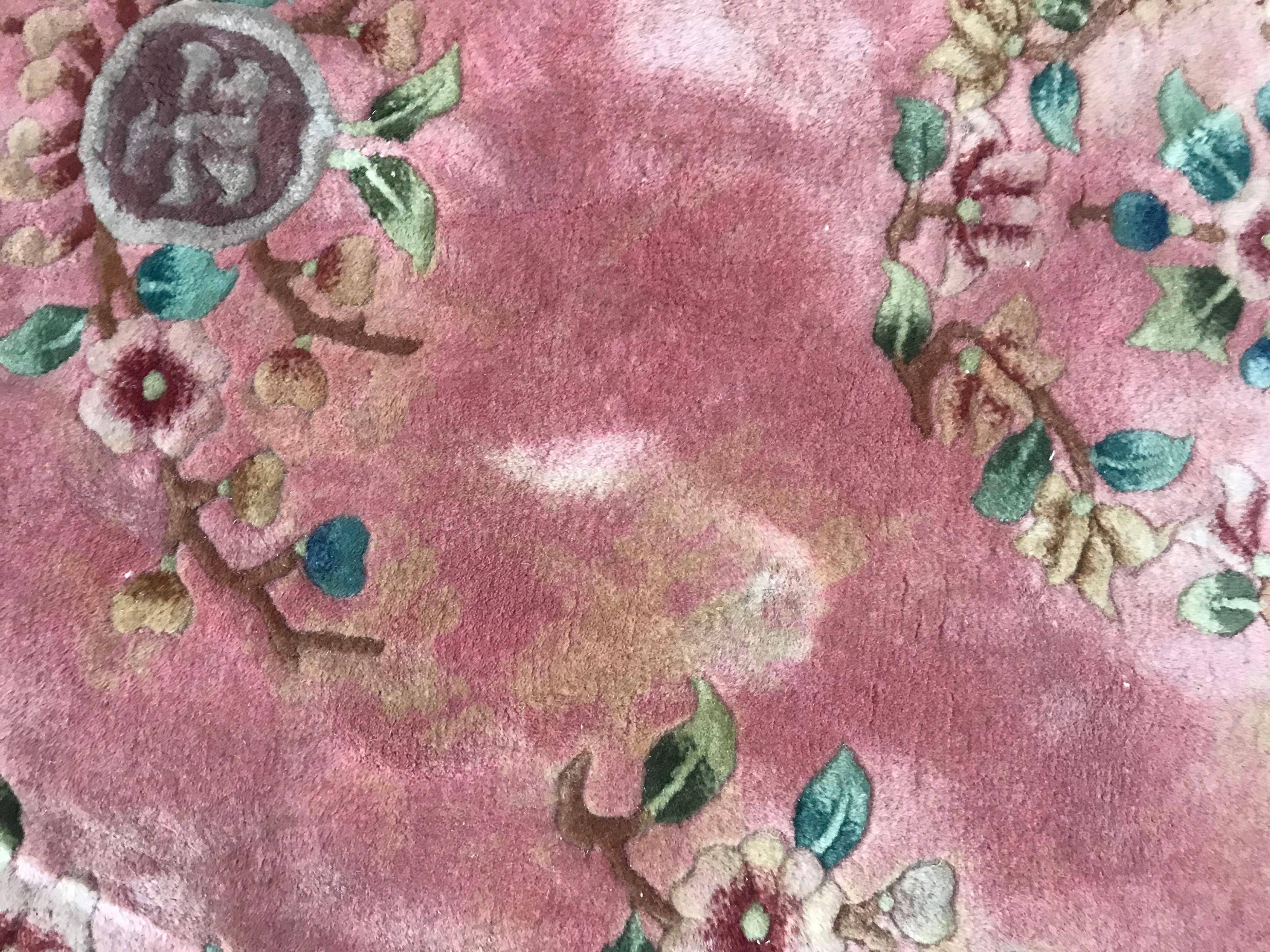 Beautiful Vintage Pink Chinese Rug 6