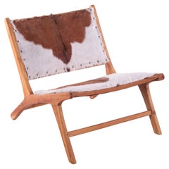 Beautiful Vintage Relax Chair Upholstered with Cowhide, 1970