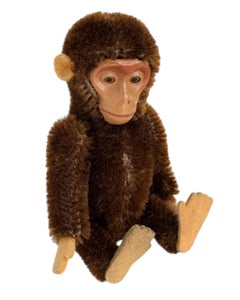 Beautiful Vintage Schuco Mohair Monkey Metal Face Toy Germany 1950s