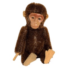 Beautiful Vintage Schuco Mohair Monkey Metal Face Toy Germany 1950s