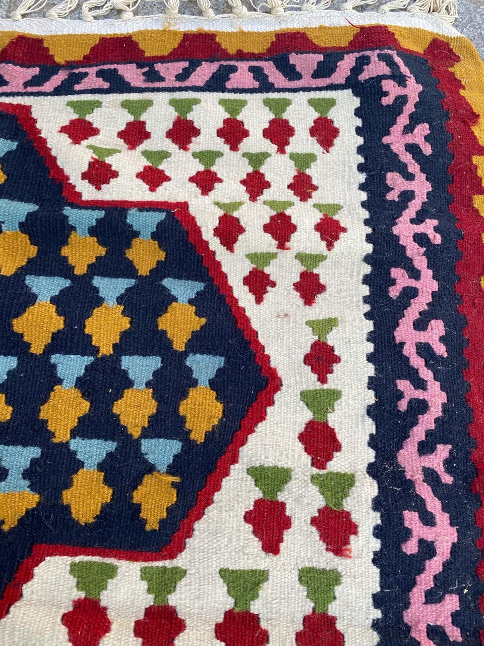 Hand-Woven Beautiful Vintage Senneh Kilim For Sale