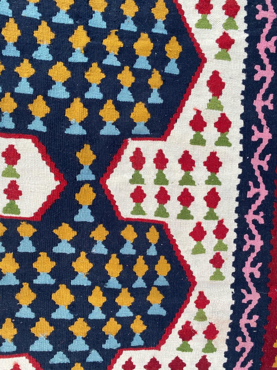 Beautiful Vintage Senneh Kilim In Good Condition For Sale In Saint Ouen, FR