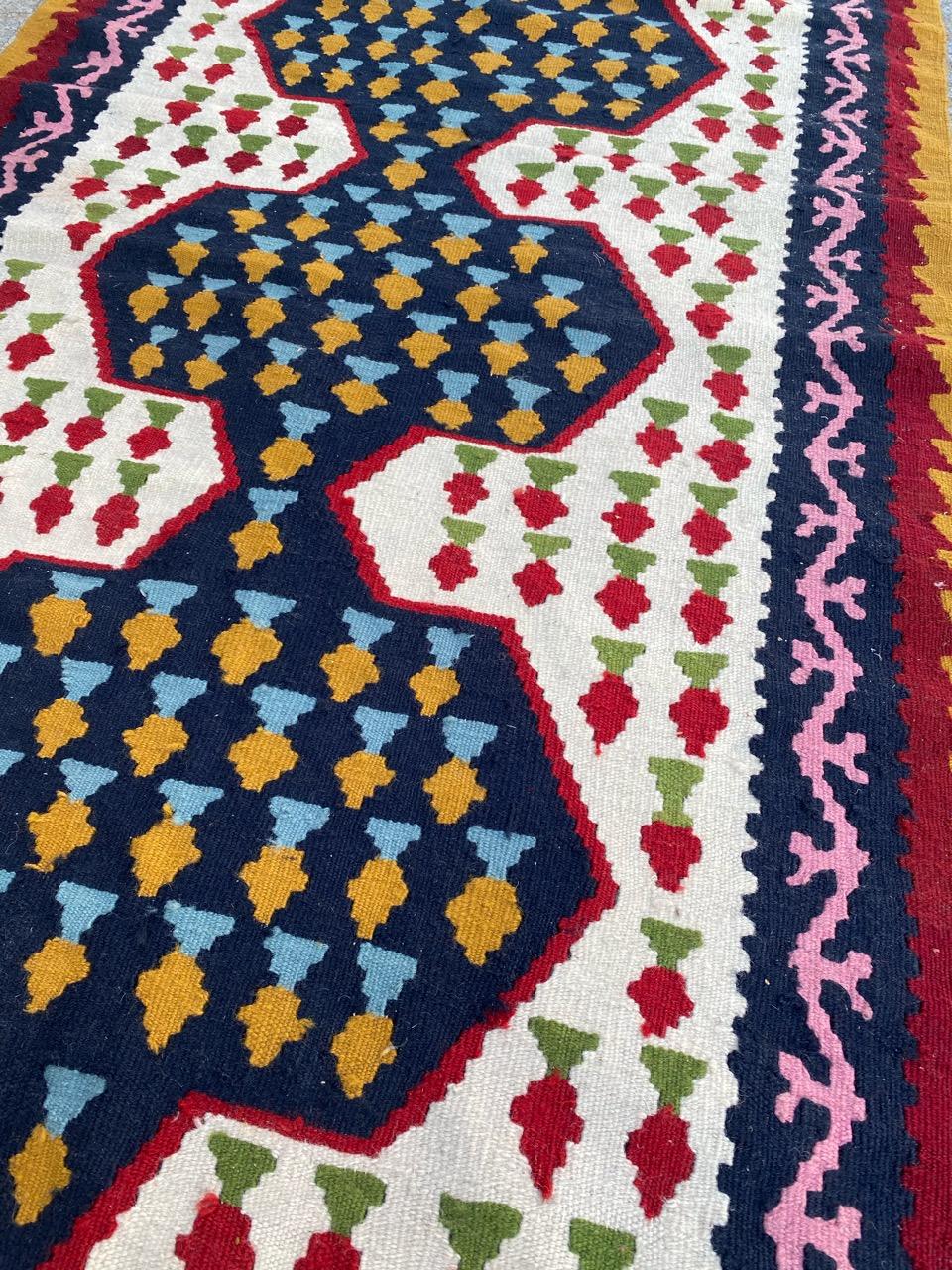 Beautiful Vintage Senneh Kilim For Sale 2