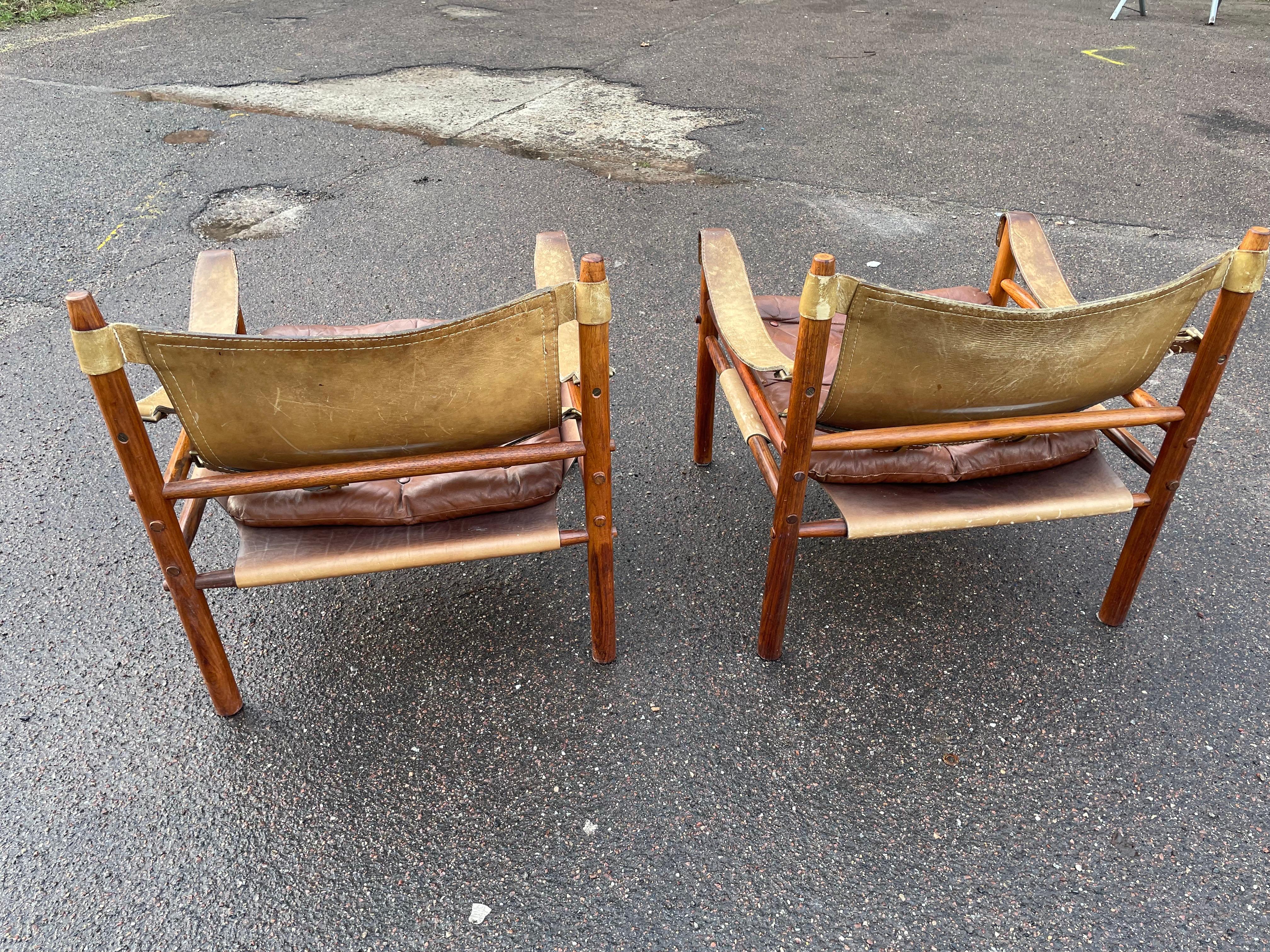 Precioso conjunto vintage de sillas escandinavas Arne Norell Safari de los años 70 3