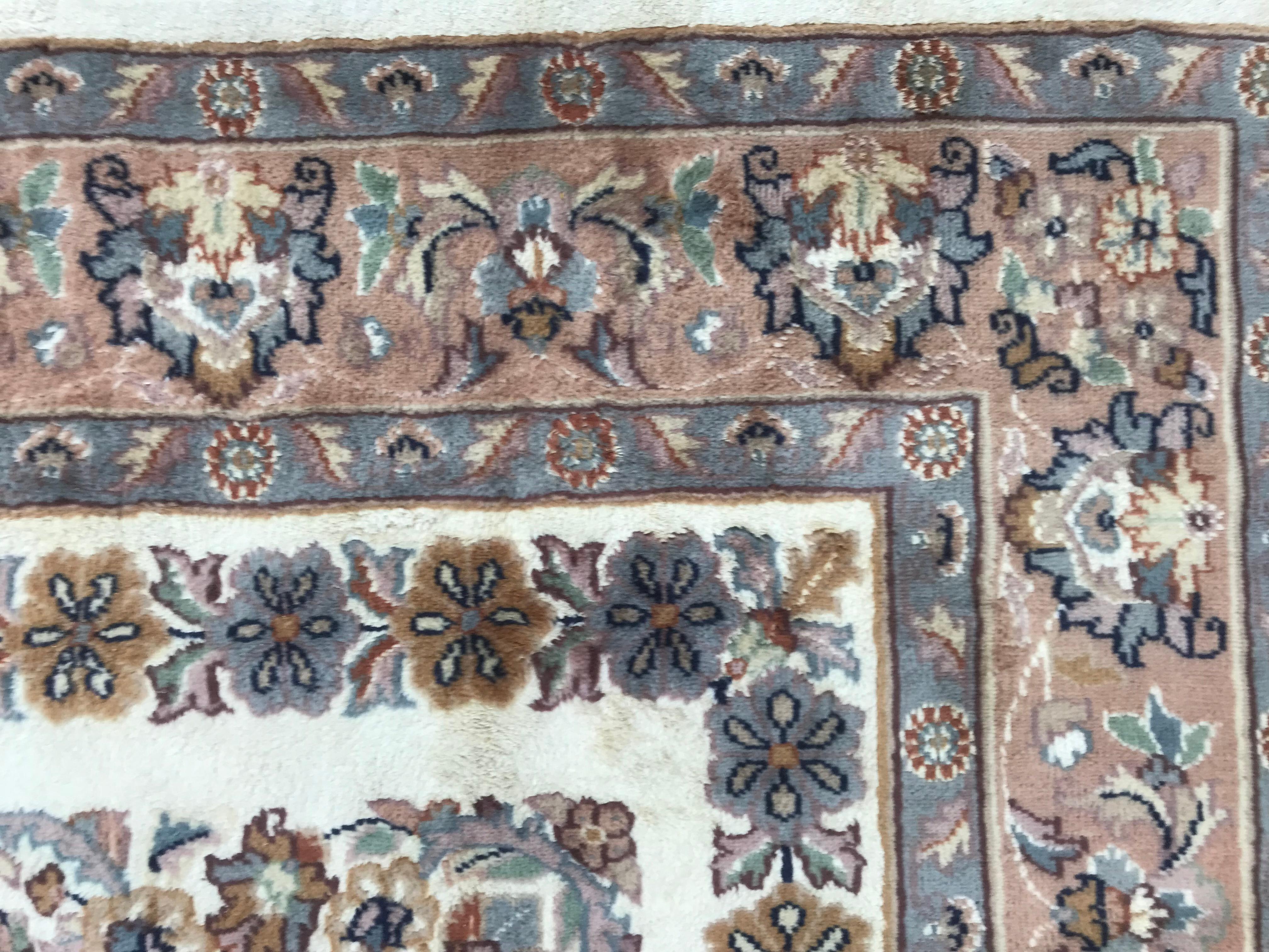 Hand-Knotted Beautiful Vintage Silk and Wool Pakistan Rug For Sale