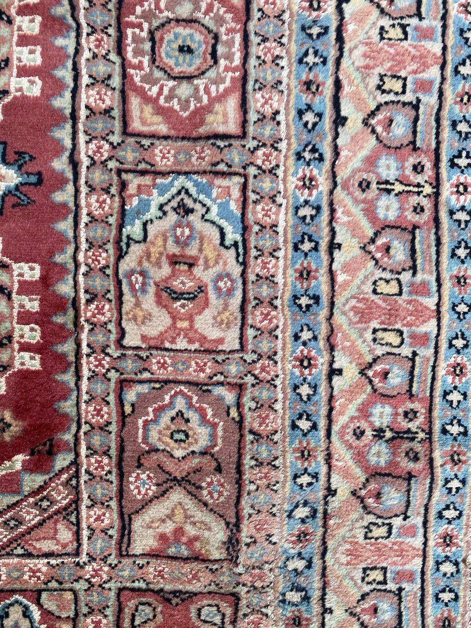 20th Century Bobyrug’s Beautiful Vintage Silk and Wool Pakistani Rug For Sale