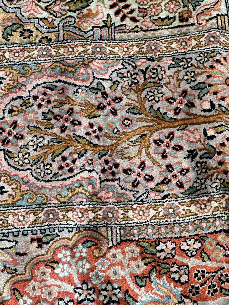 Beautiful Vintage Silk Kashmir Rug For Sale 2