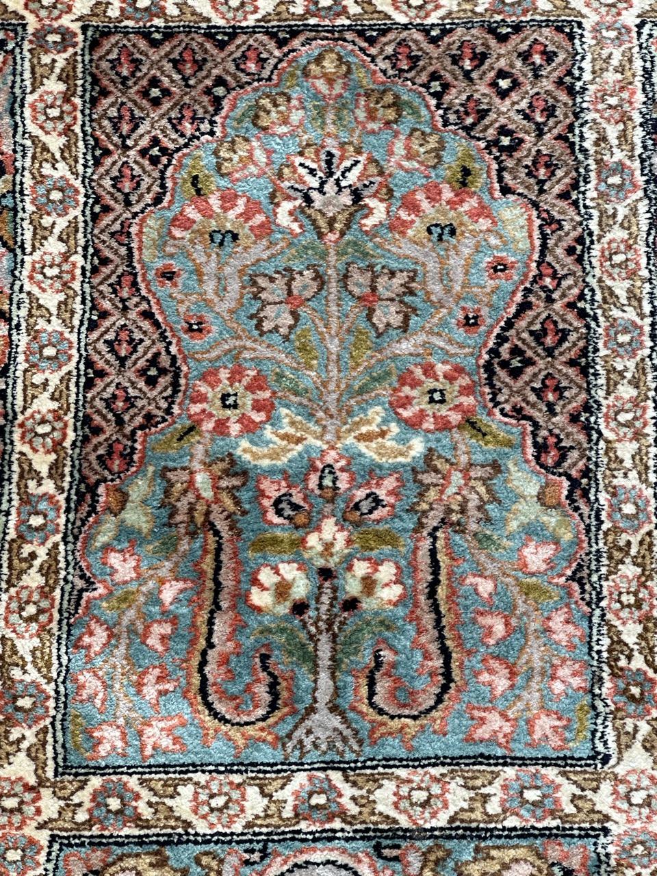 Beautiful Vintage Silk Kashmir Rug For Sale 3
