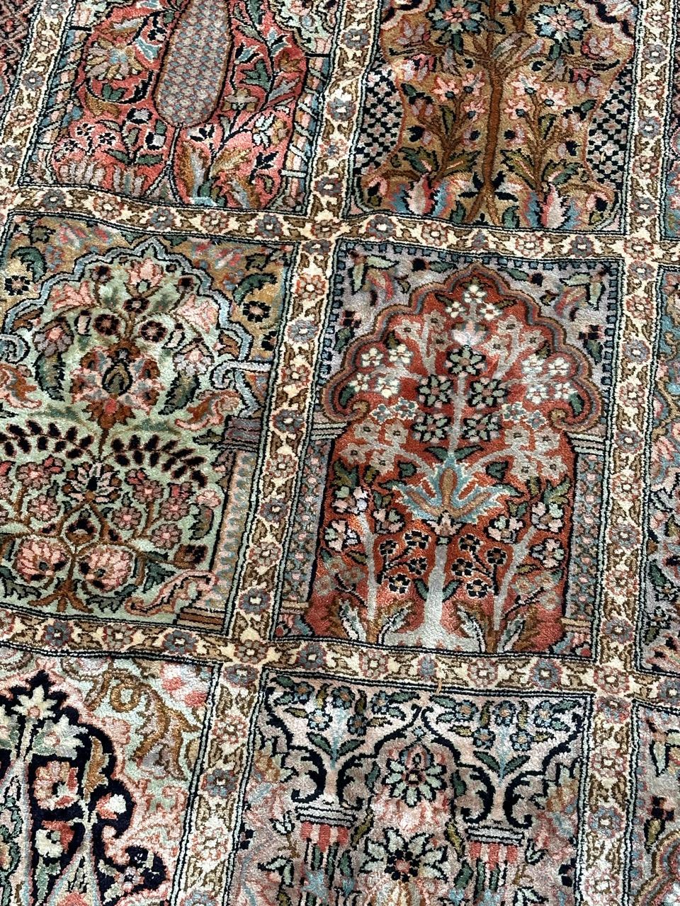 Beautiful Vintage Silk Kashmir Rug For Sale 4