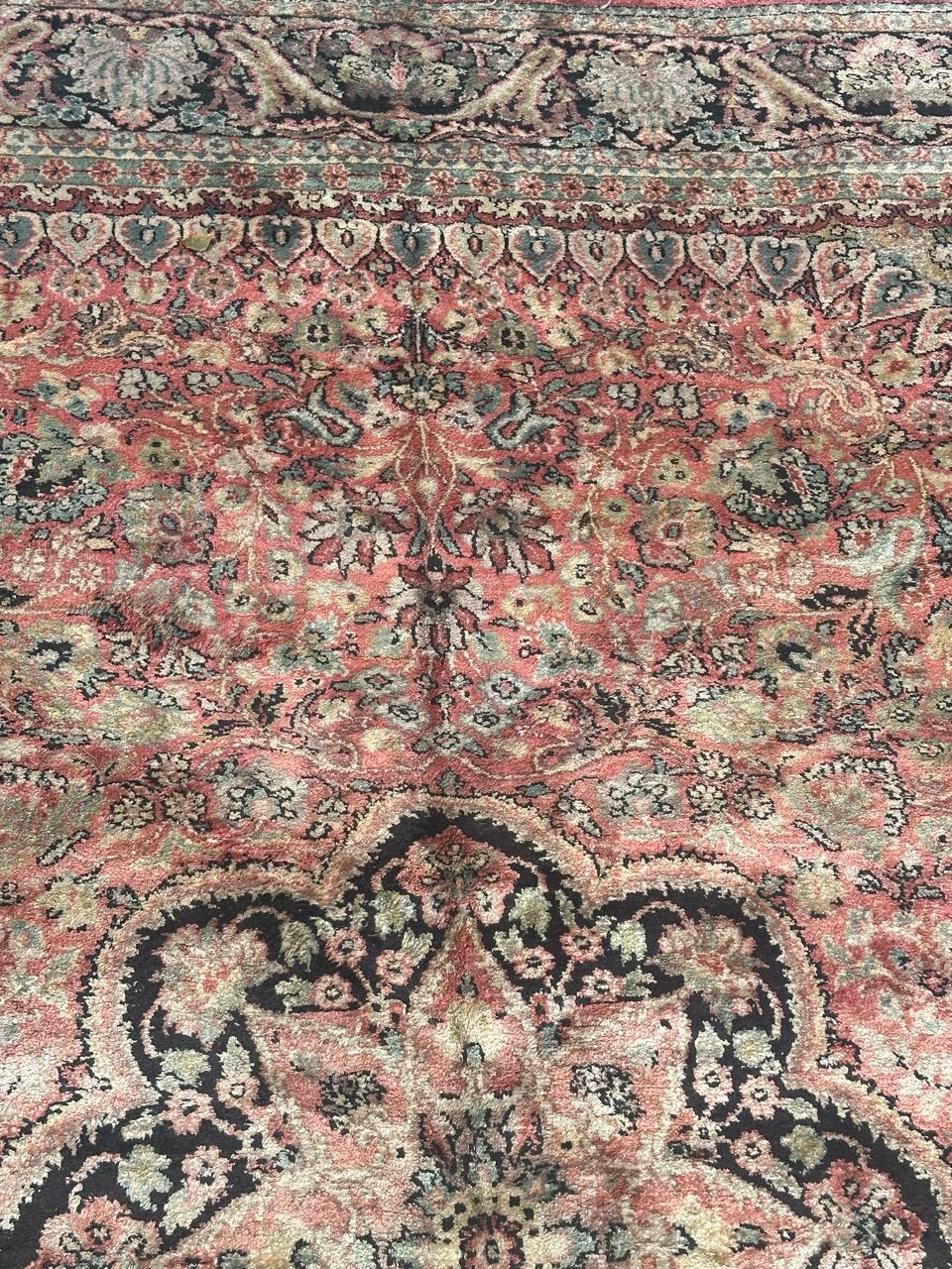 Beautiful Vintage Silk Kashmir Rug For Sale 4