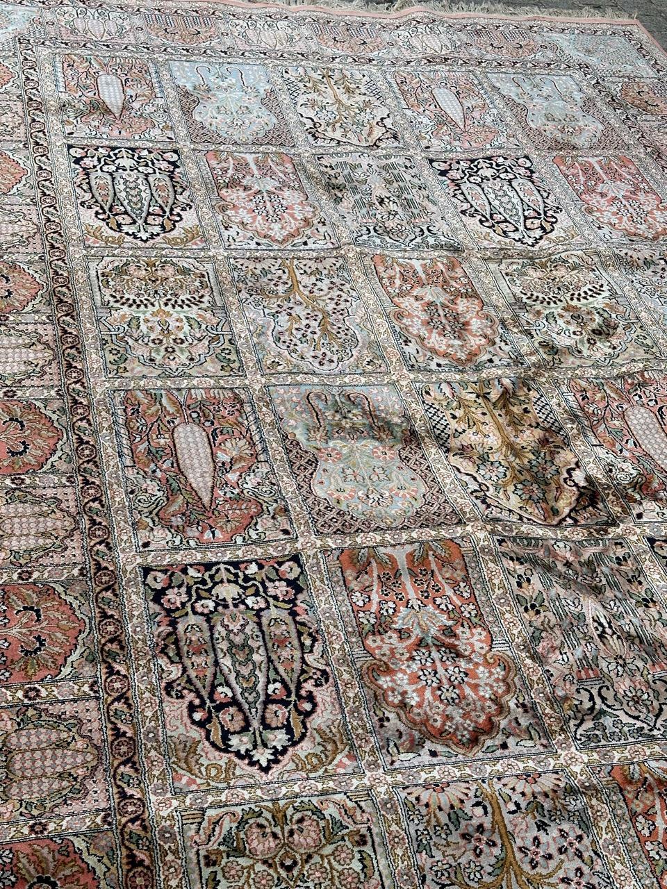 Beautiful Vintage Silk Kashmir Rug For Sale 5