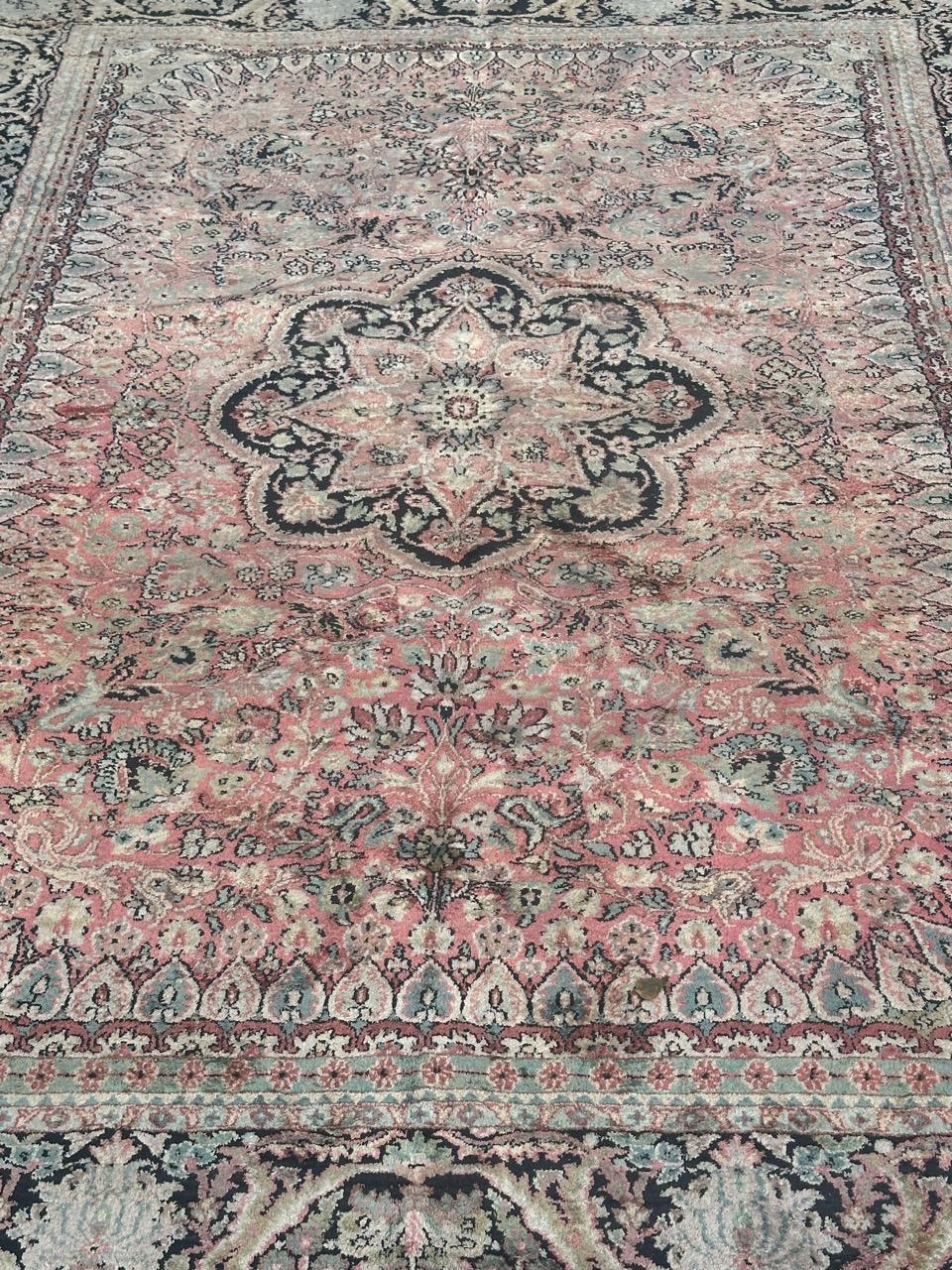 Beautiful Vintage Silk Kashmir Rug For Sale 5
