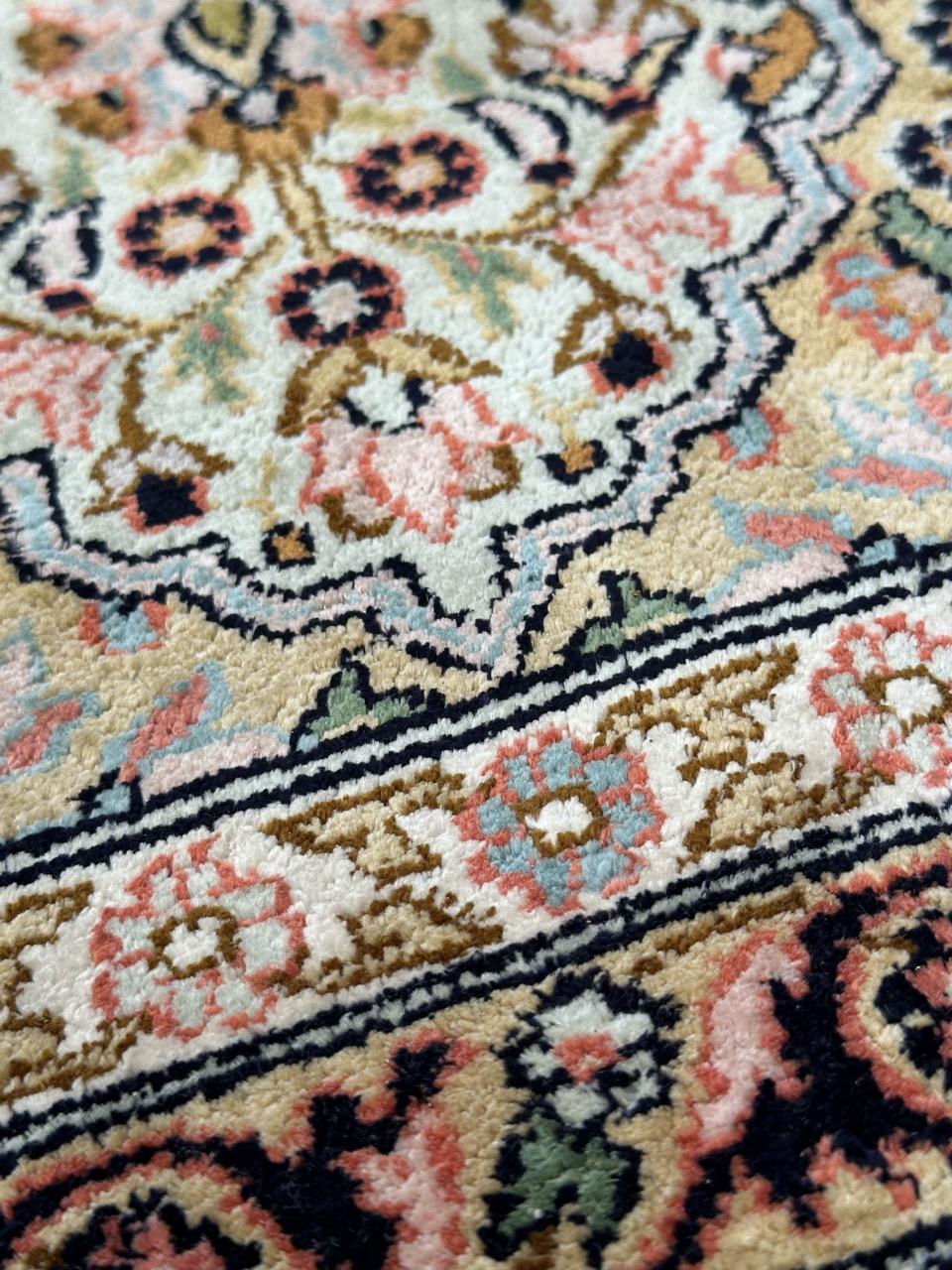 Beautiful Vintage Silk Kashmir Rug For Sale 7