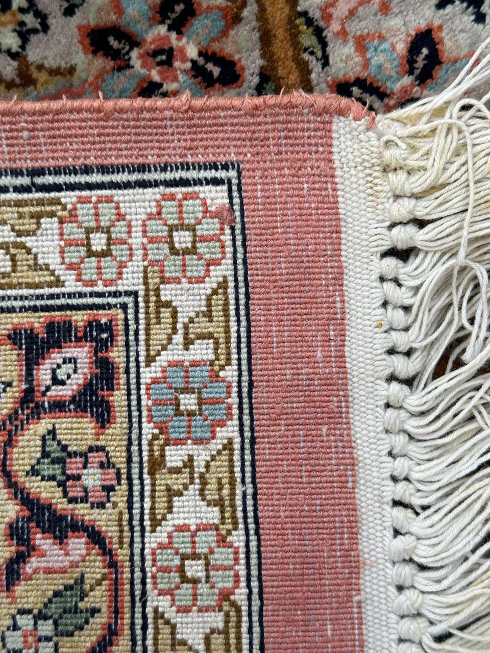 Beautiful Vintage Silk Kashmir Rug For Sale 11