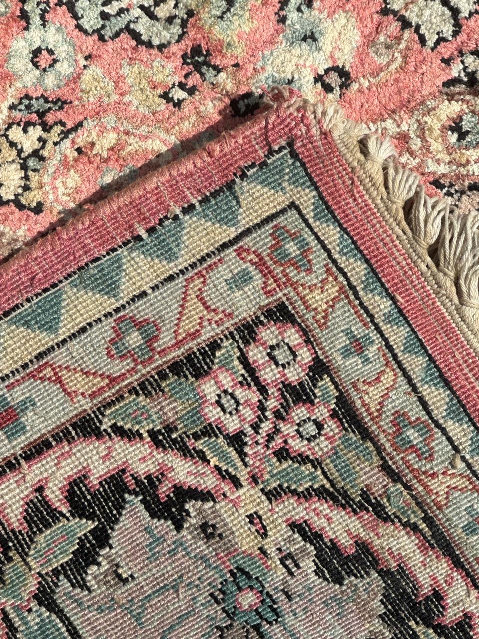 Beautiful Vintage Silk Kashmir Rug For Sale 11