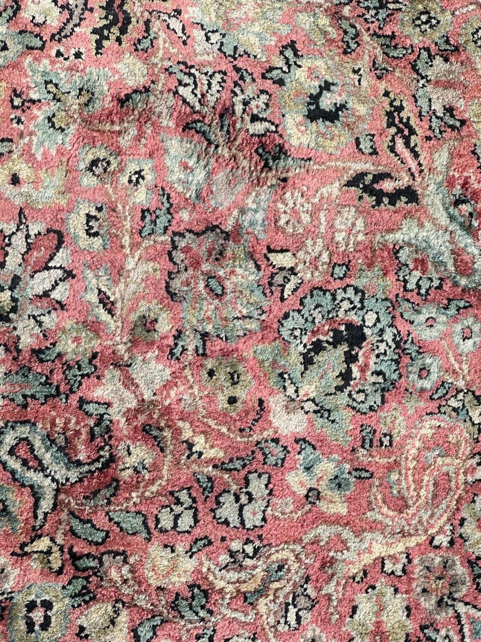 Pakistani Beautiful Vintage Silk Kashmir Rug For Sale