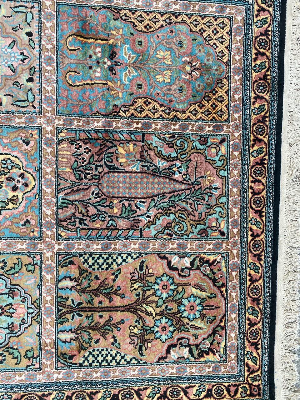 Hand-Knotted Beautiful Vintage Silk Kashmir Rug
