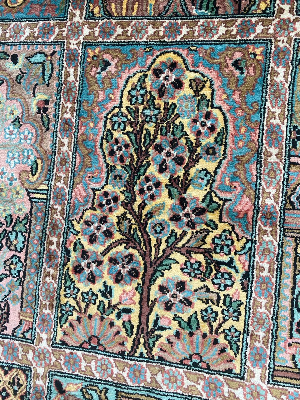 20th Century Beautiful Vintage Silk Kashmir Rug