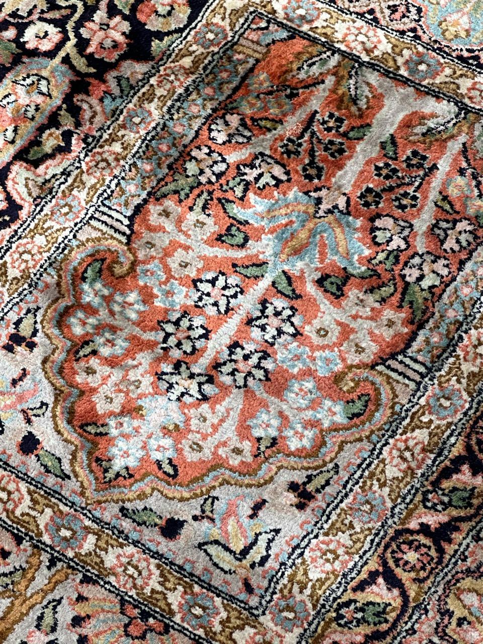 20th Century Beautiful Vintage Silk Kashmir Rug For Sale