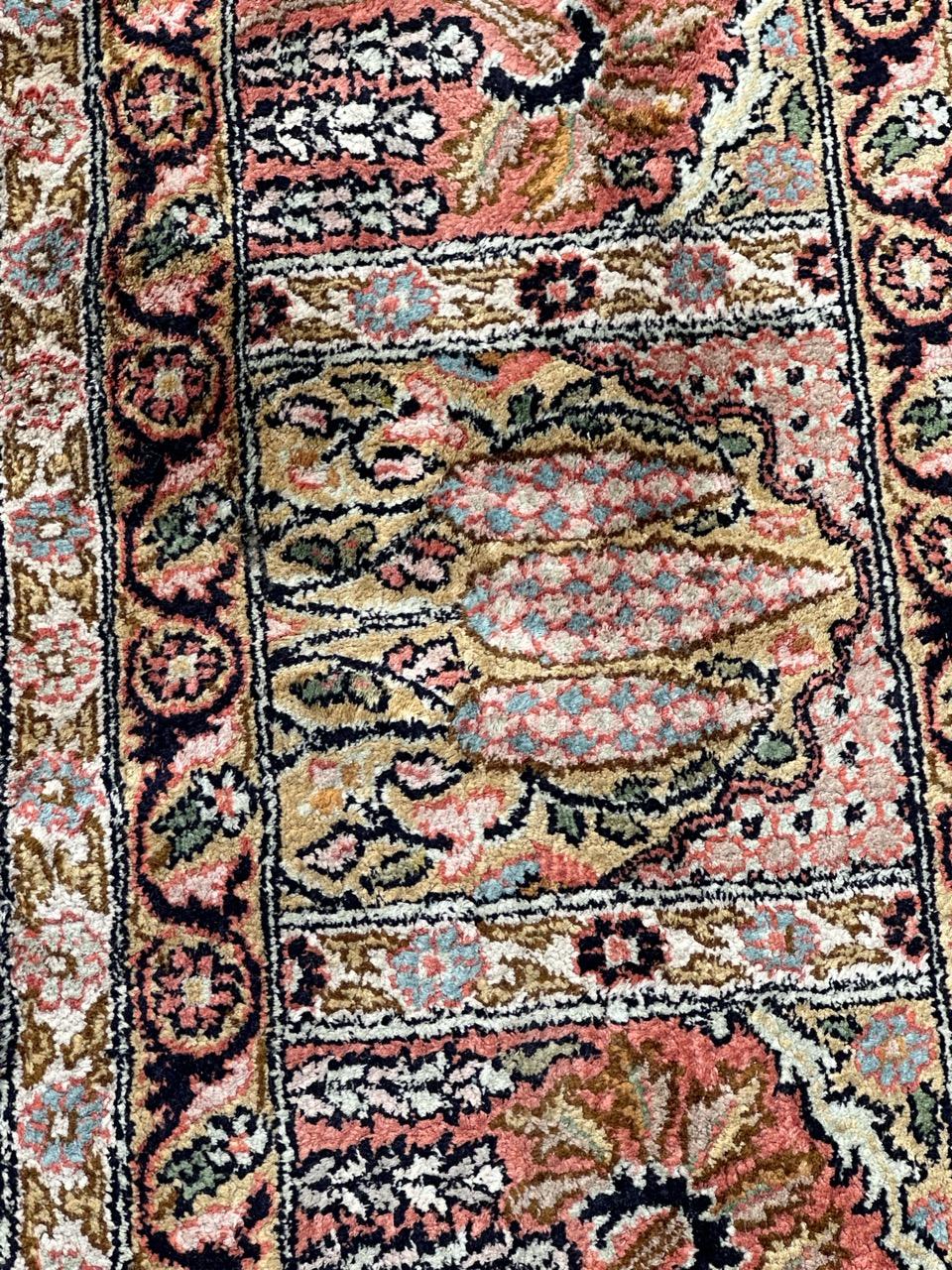 Cotton Beautiful Vintage Silk Kashmir Rug For Sale