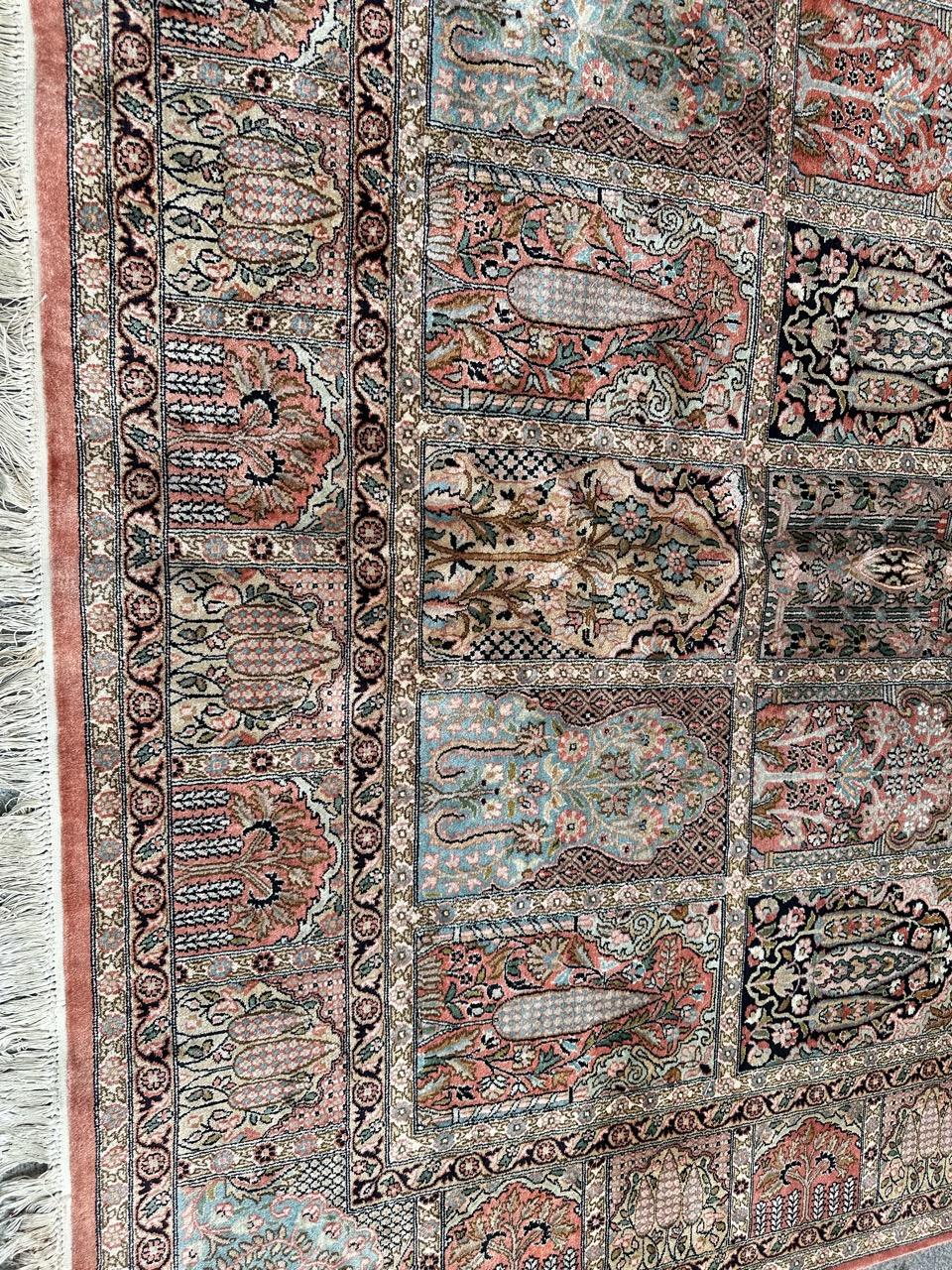 Beautiful Vintage Silk Kashmir Rug For Sale 1
