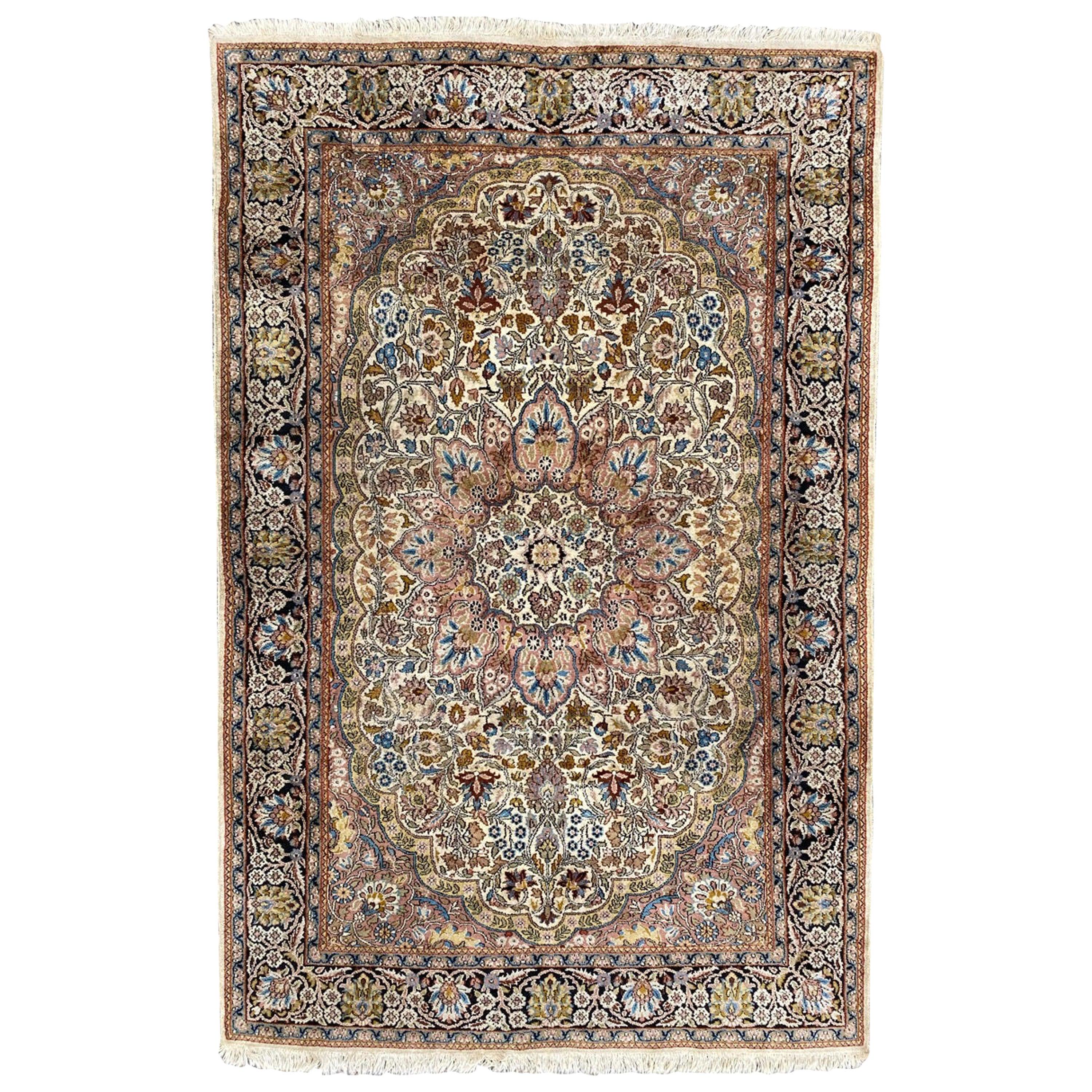 Beautiful Vintage Silk Kashmir Rug