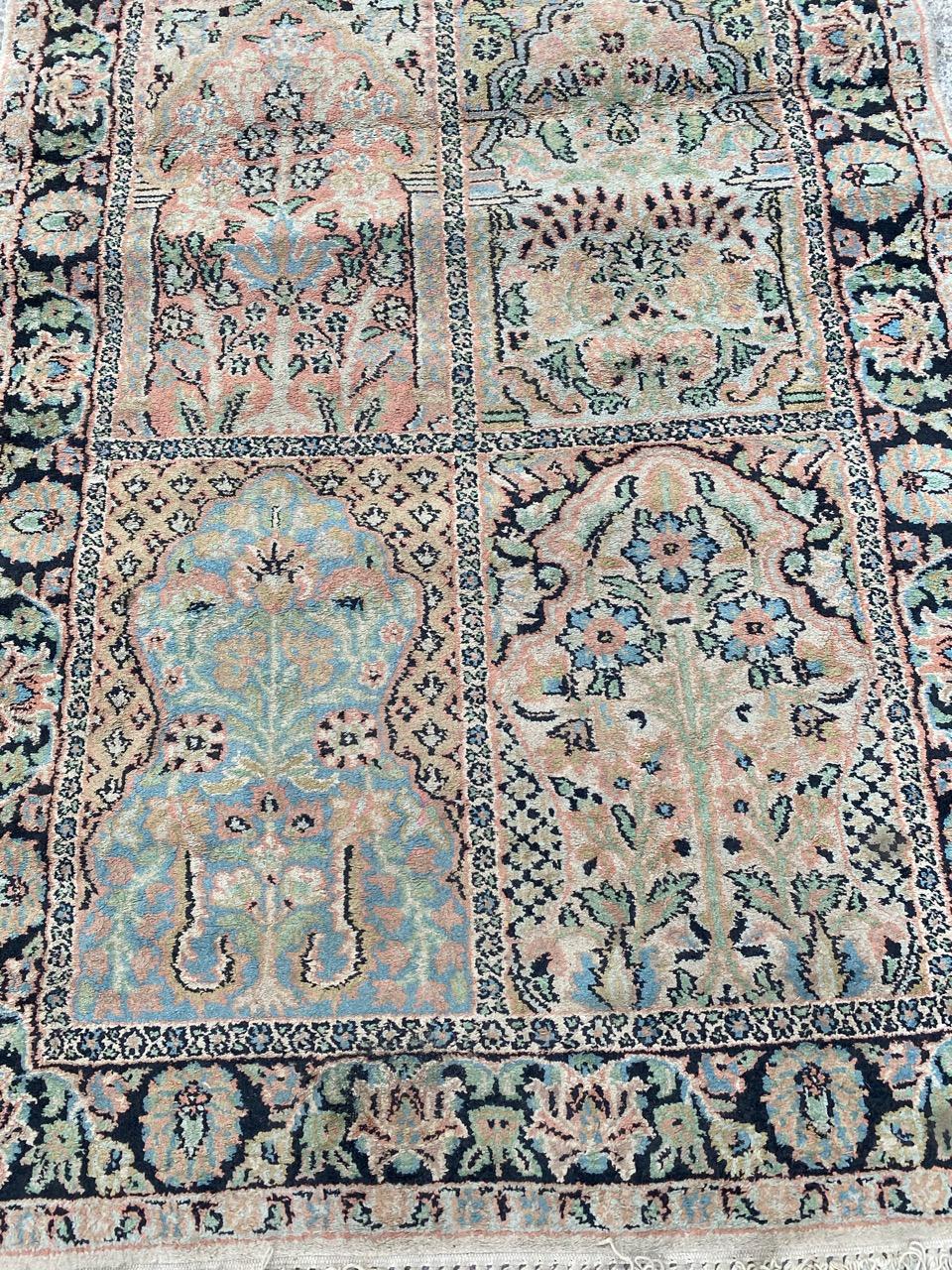 Hand-Knotted Beautiful Vintage Silk Kashmir Runner For Sale