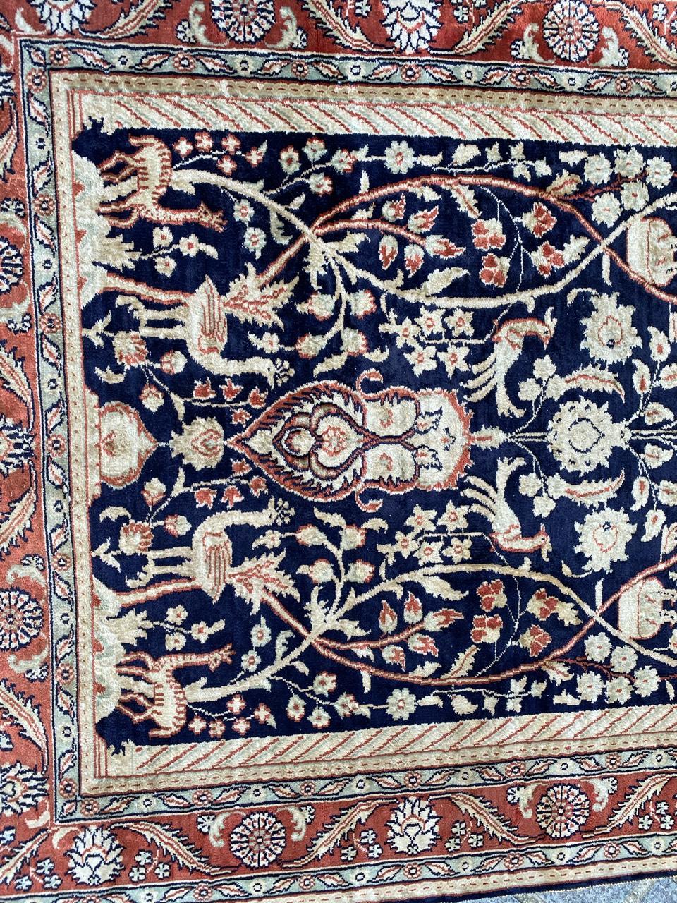 Chinese Beautiful Vintage Silk Sino Hereke Rug