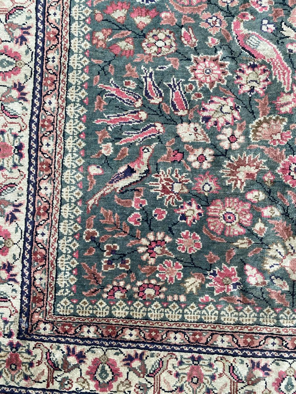 Tabriz Beautiful Vintage Silk Turkish Kayseri Rug For Sale