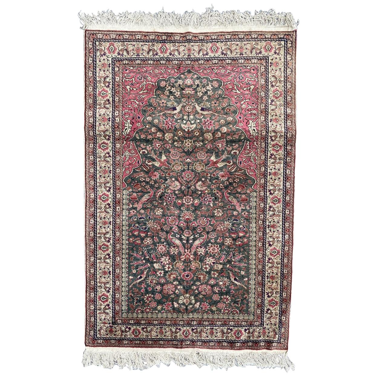 Magnifique tapis de Turquie Kayseri vintage en soie