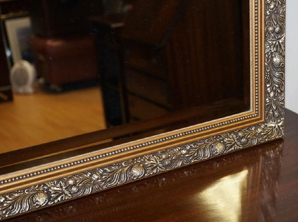 Hand-Crafted Beautiful Vintage Silver and Gold Bevelled Mirror For Sale